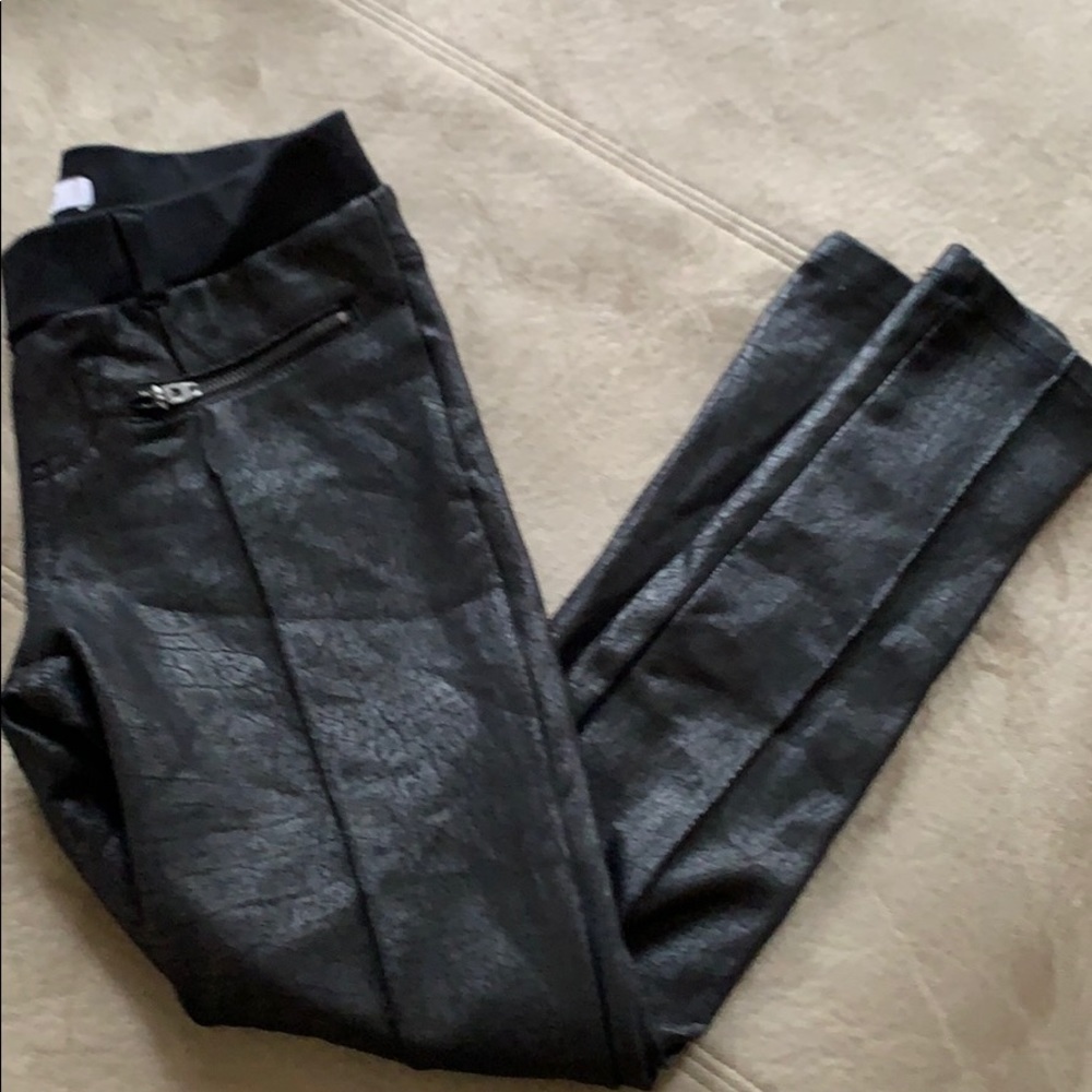 DKNY black leather looking comfy girls pants